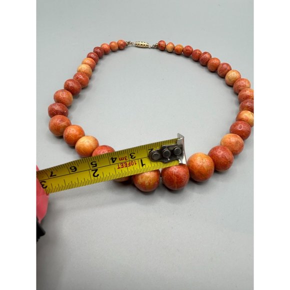 Sponge Coral Apple Coral Necklace Beaded Organic Natural Beads Graduated Strand - Picture 9 of 9